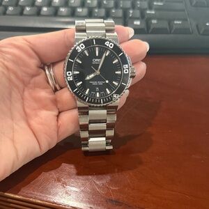 Oris Black Dial Stainless Steel Watch 7653